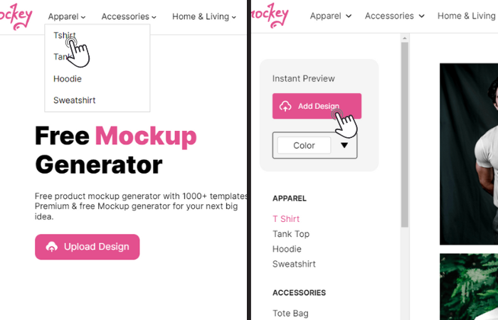 select category and add design in mockey