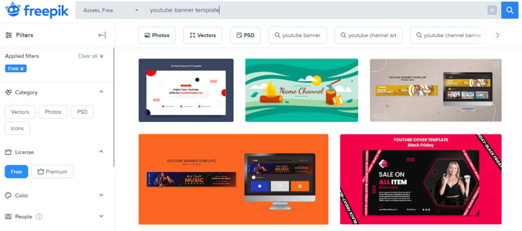 banner templates for youtube freepik