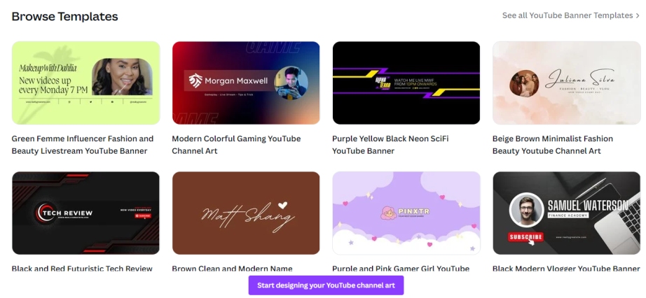 canva youtube channel banner templates