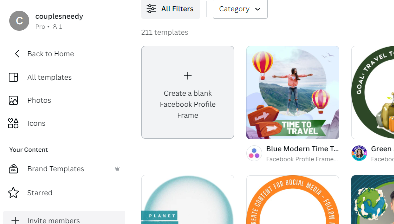 create a blank facebook profile frame in canva