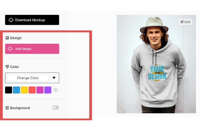 customize the hoodie template with mockey