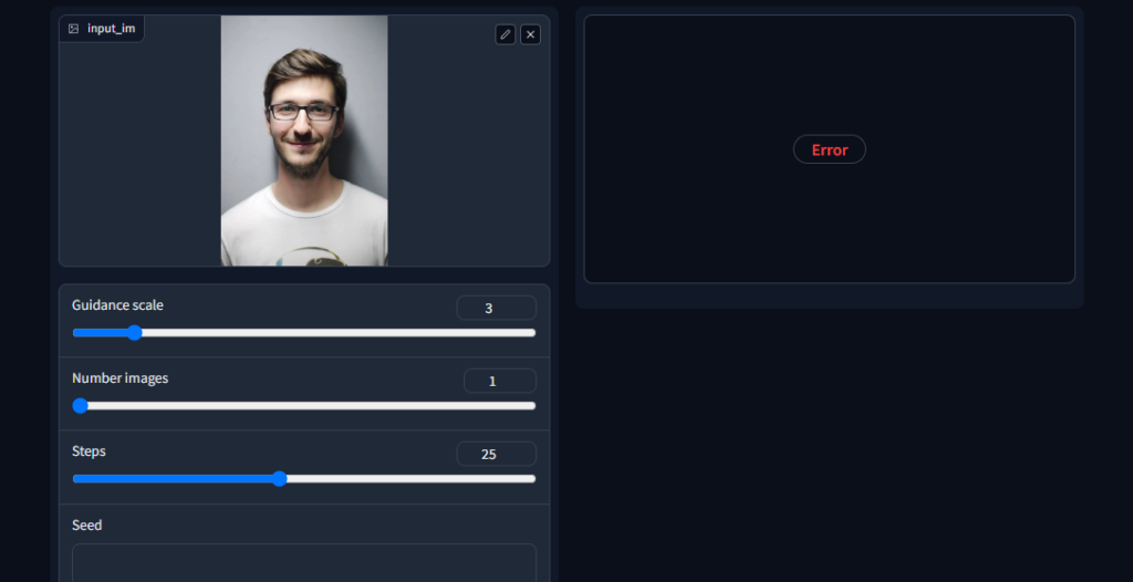 error in ai avatar generator tool