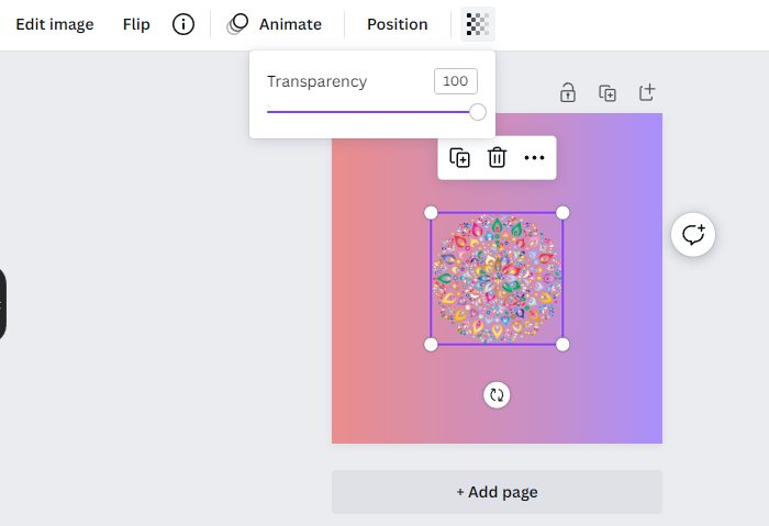 transparency option in canva