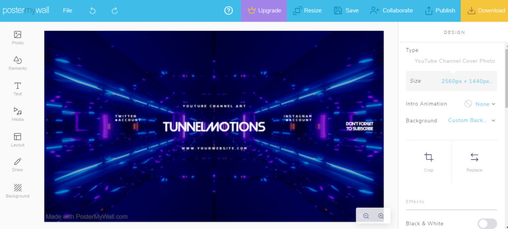 tunnel motion YouTube gaming banner template in PosterMyWall