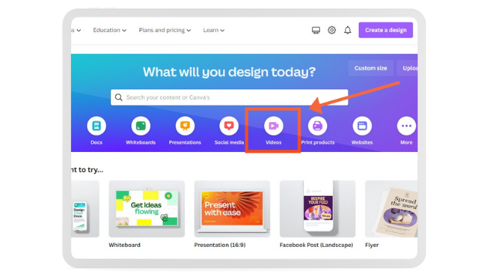 choose the videos template option in canva