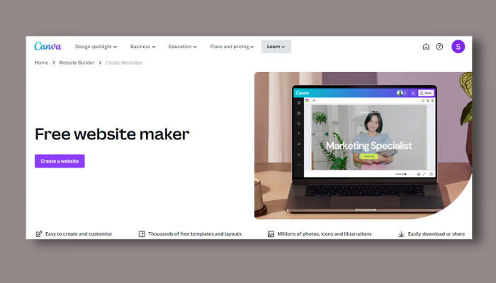 create website in canva