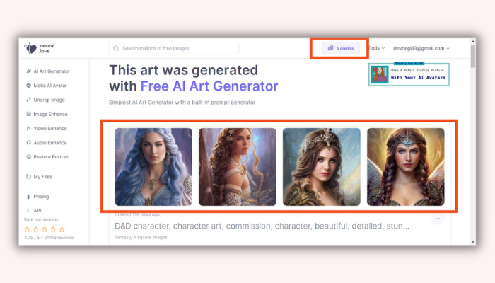 neural love ai art generator dnd