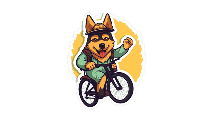 bike riding german shepherd dog