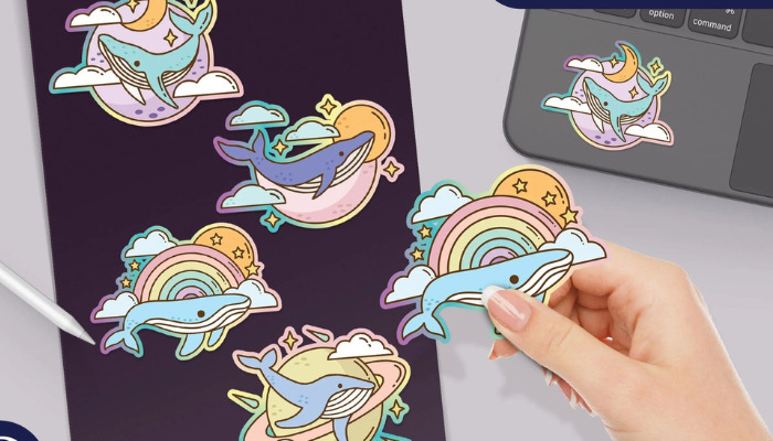 colorful galaxy whale stickers