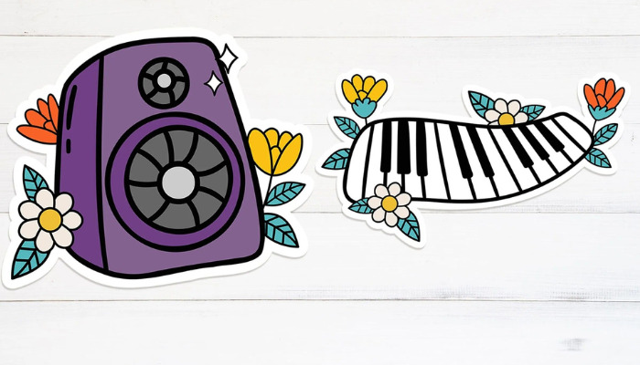 cute retro music stickers