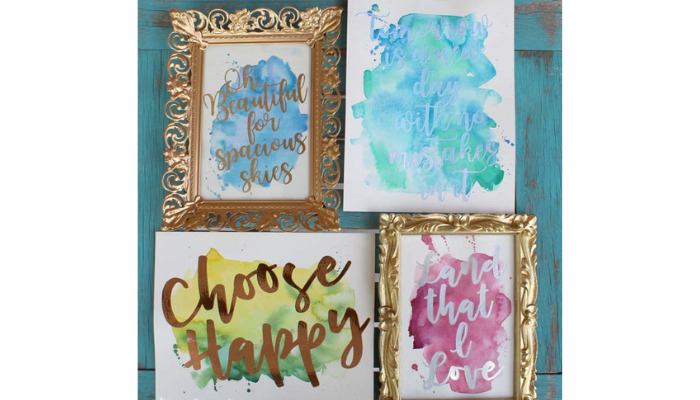vinyl calligraphy and watercolor