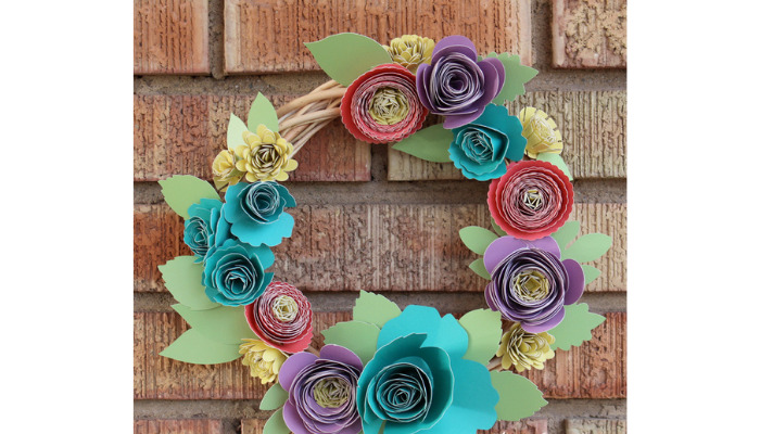 weaving paper flower wreaths