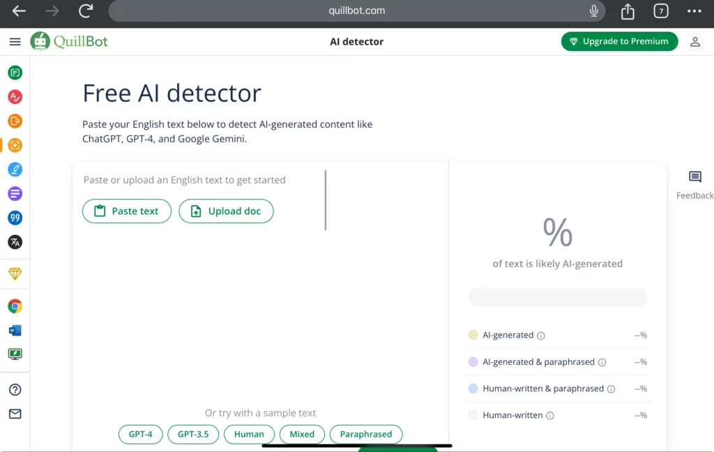 Free ai detector - quillbot ai