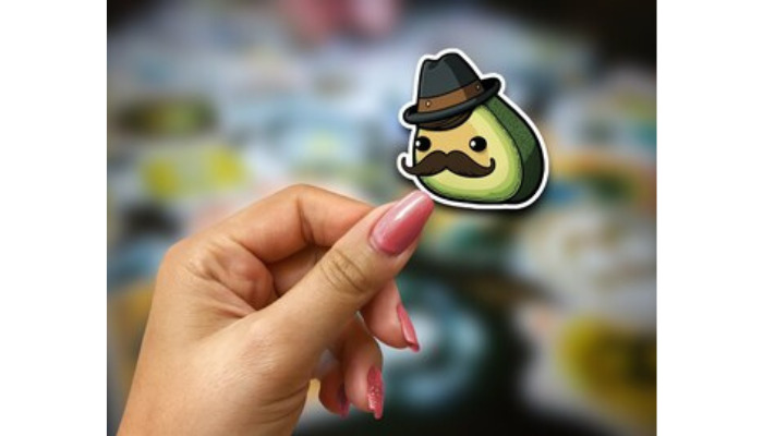 avocado with a mustache and nose pit for sticker ideas to draw