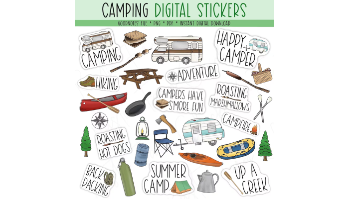 camping cartoon - laptop sticker ideas