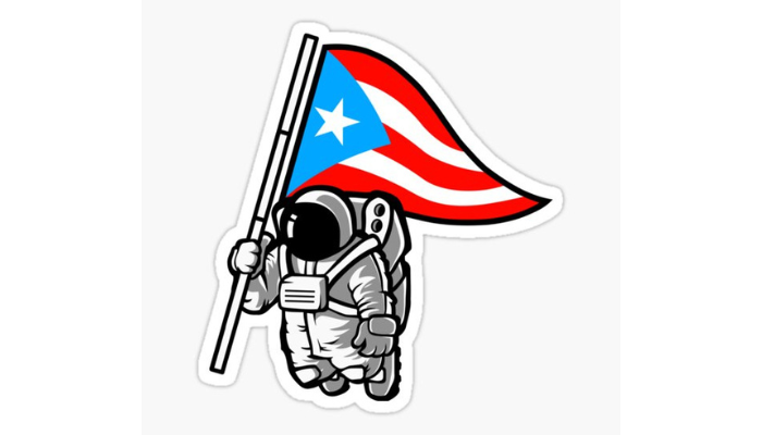 helmet and flag of an astronaut for stickers