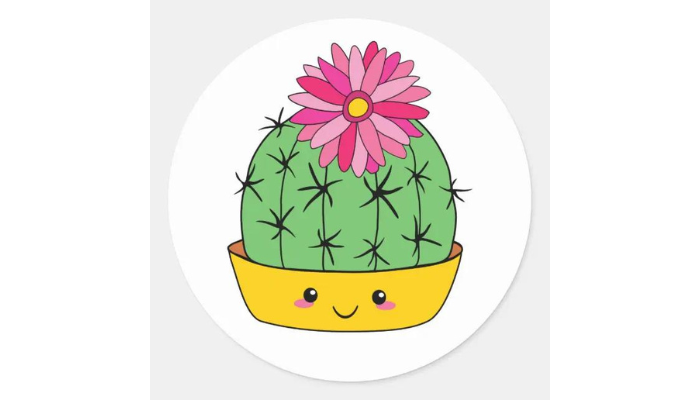 smiley cactus with a flower on its head for sticker ideas to draw