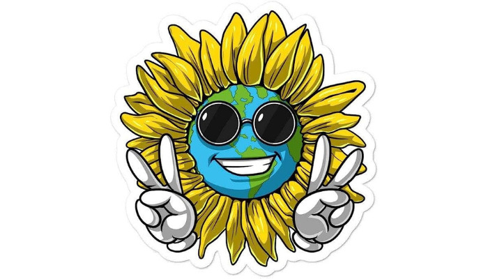sunflower with peace sign and sunglasses for stickers