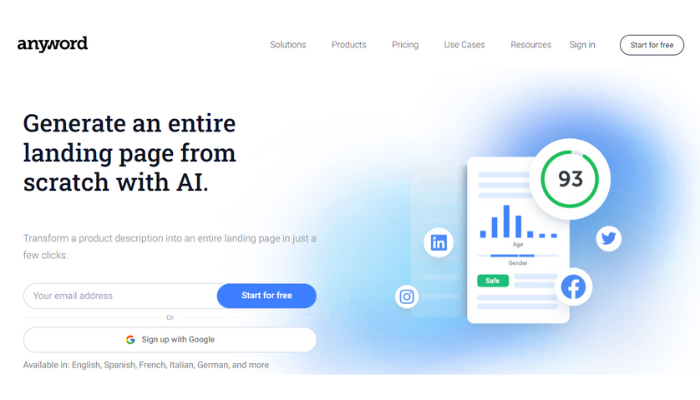 anyword - landing page ai generator