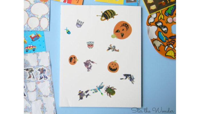 child-led art - sticker collage ideas