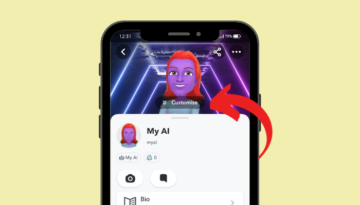 click customize on how to change snapchat ai gender