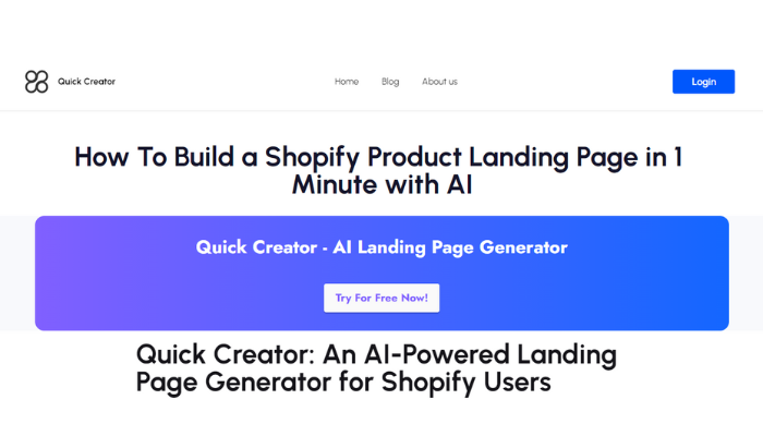 quick creator - generate landing page with ai