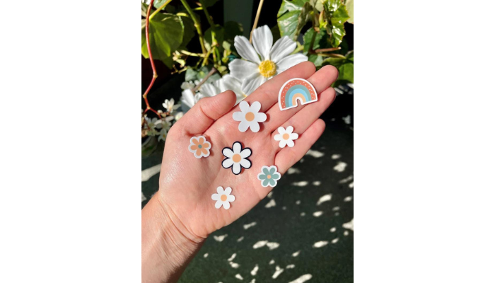 retro sun and flowers sticker set - diy sticker ideas