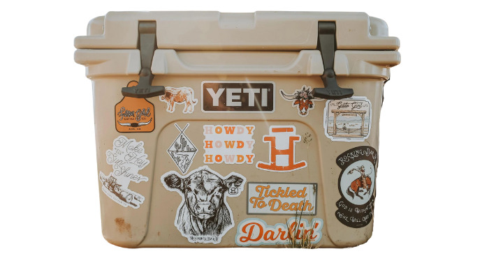 Yeti cooler sale covered in stickers