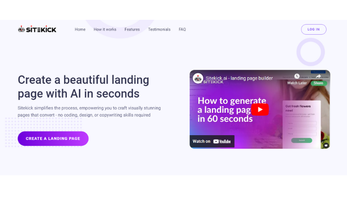 sitekick - ai landing page generator