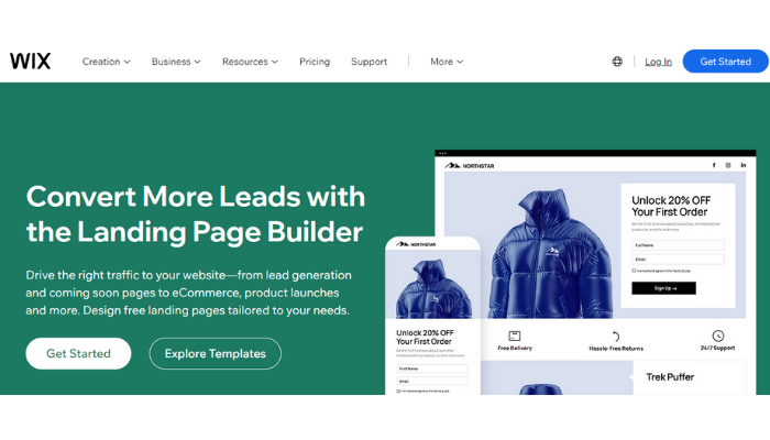 wix - best ai landing page generator