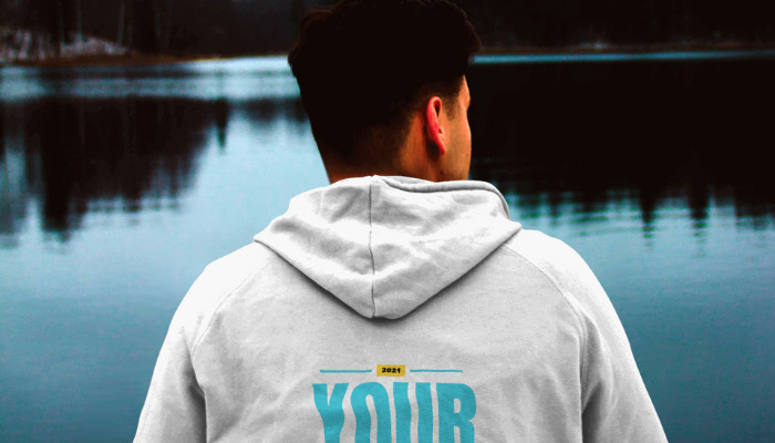 river view with white hoodie template