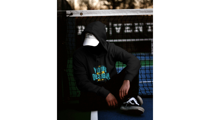 tennis theme black hoodie design