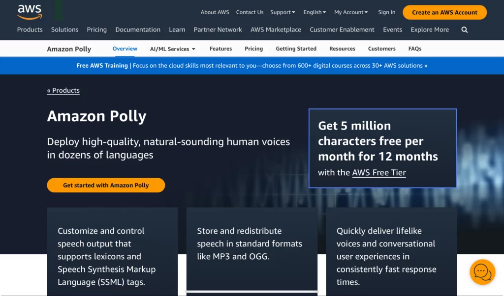 Amazon polly - speechify alternative