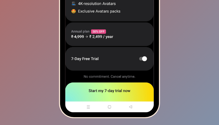 free trial in lensa app for ai instagram trend