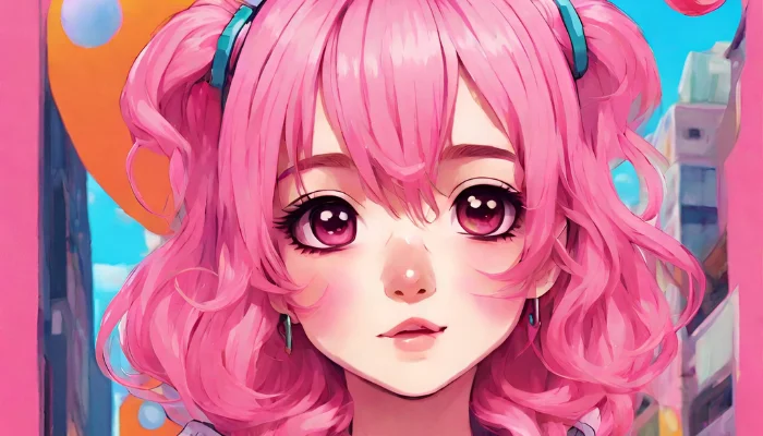girl with pink hair - best midjourney prompts