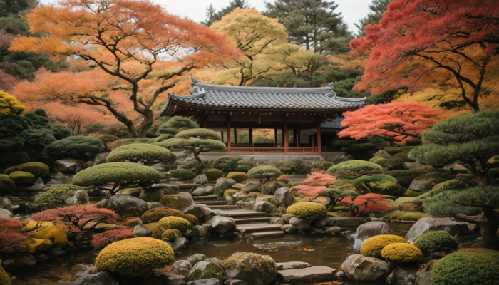 japanese garden in autumn - midjourney prompts