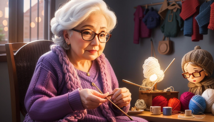 knitting grandma - midjourney prompt