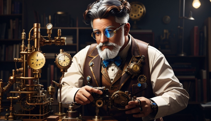 scientist inventor steampunk - midjourney prompt