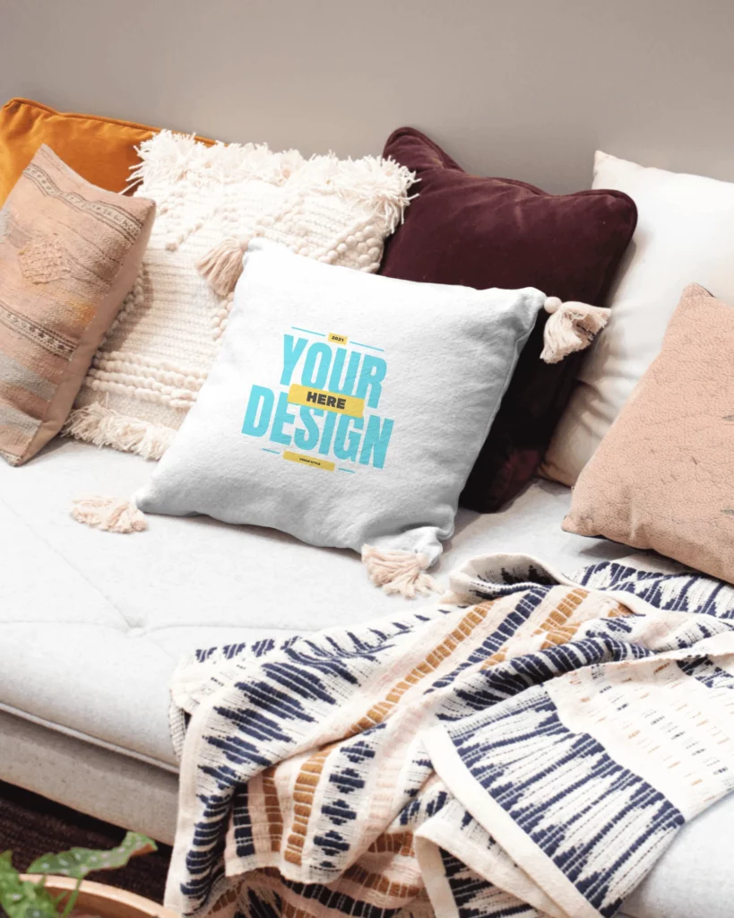 Pillow and Duvet Cover Mockup Featuring a Nice Bedroom