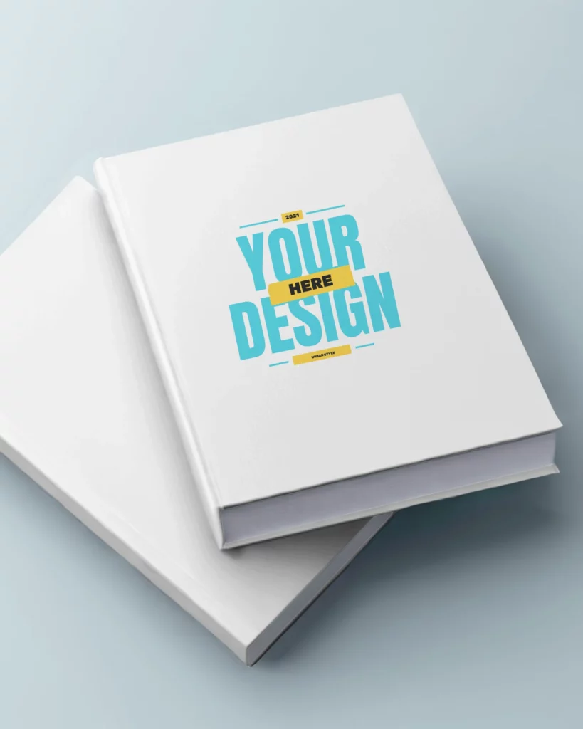 book on top of each other with two designs mockup