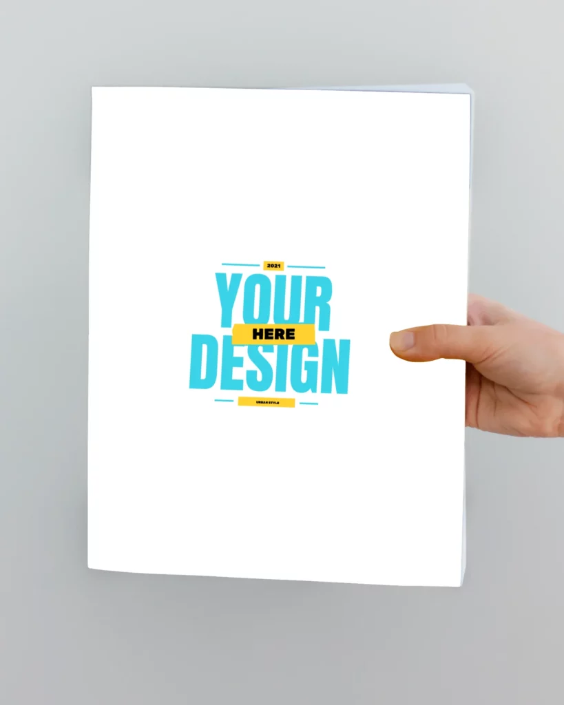 Flyer mockup in one hand