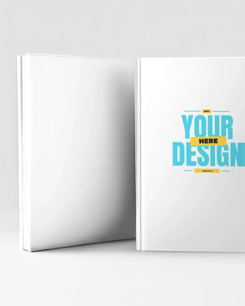 front and back standing book mockup