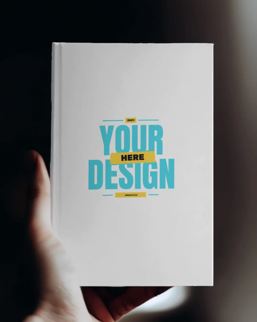 hand holding book cover mockup