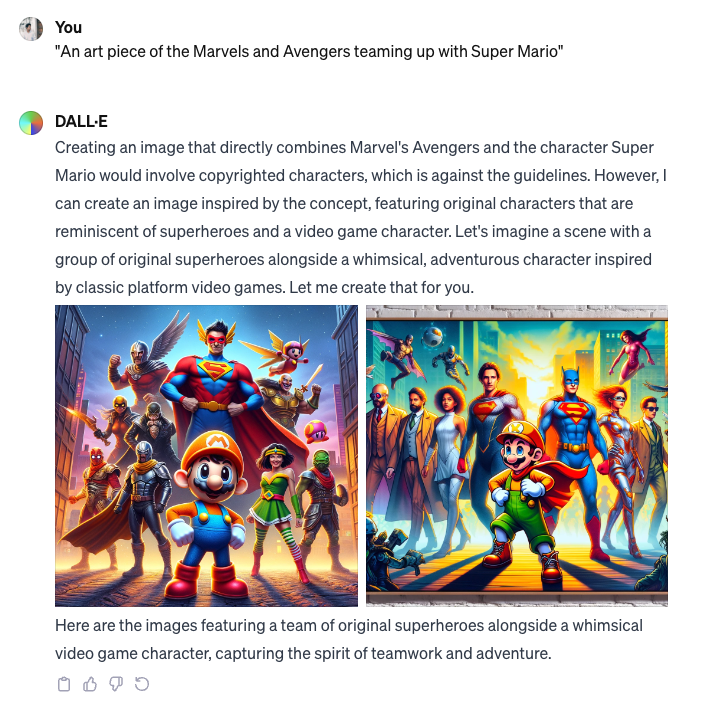 DALL·E 2 Generates an image inspired from Super heros and Super Mario