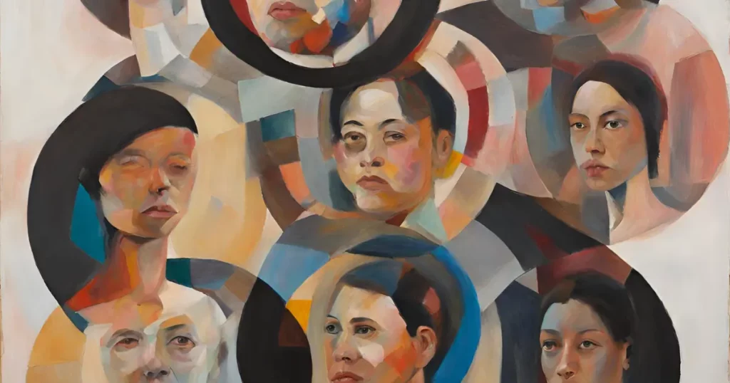 generate an abstract portrait that depicts the complexities and beauty of a circle of relatives' relationships leonardo ai prompts