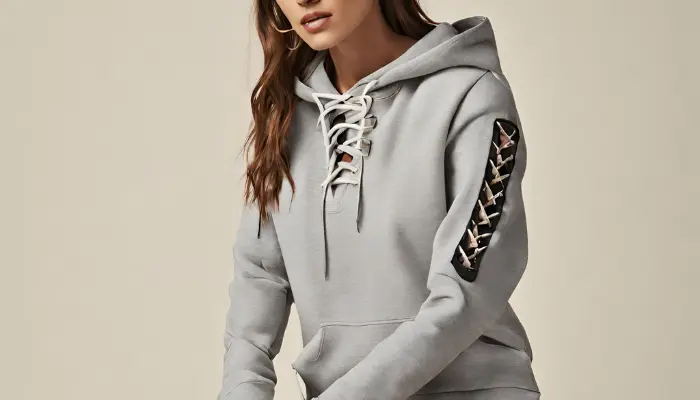 hoodie with lace-up detail
