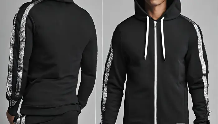 hoodie with reflective zippers