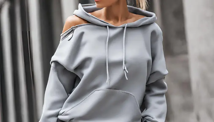 off-shoulder hoodie