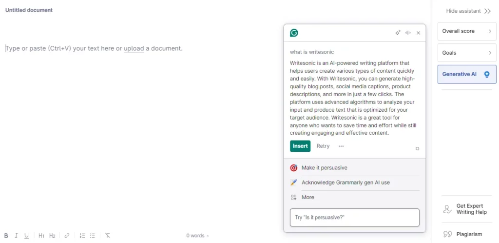 output example of grammarly