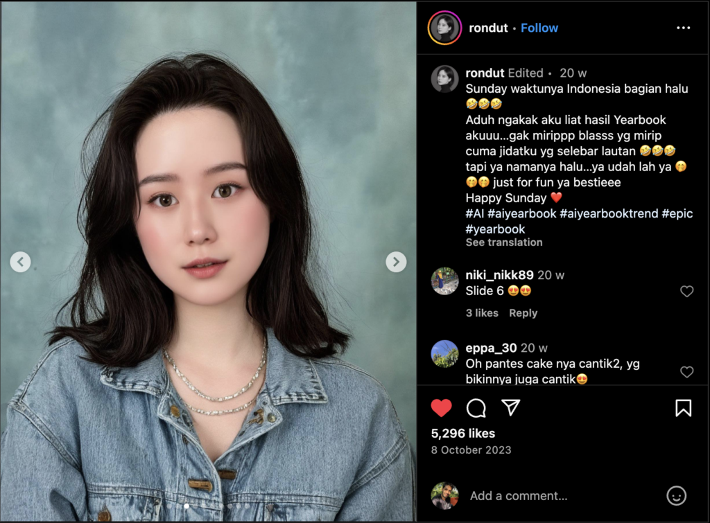 AI Yearbook Trend on Instagram